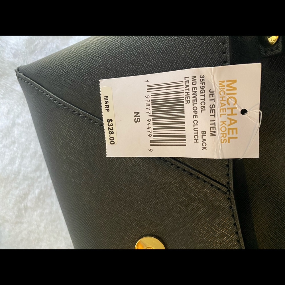 Michael Kors Black Clutch with Gold Accents - Picture 6 of 7